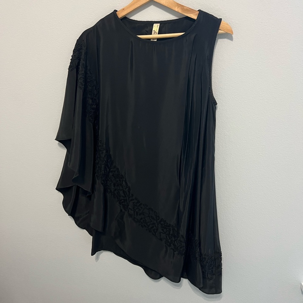 Free People // Flutter Dress // Black with Beading // XS